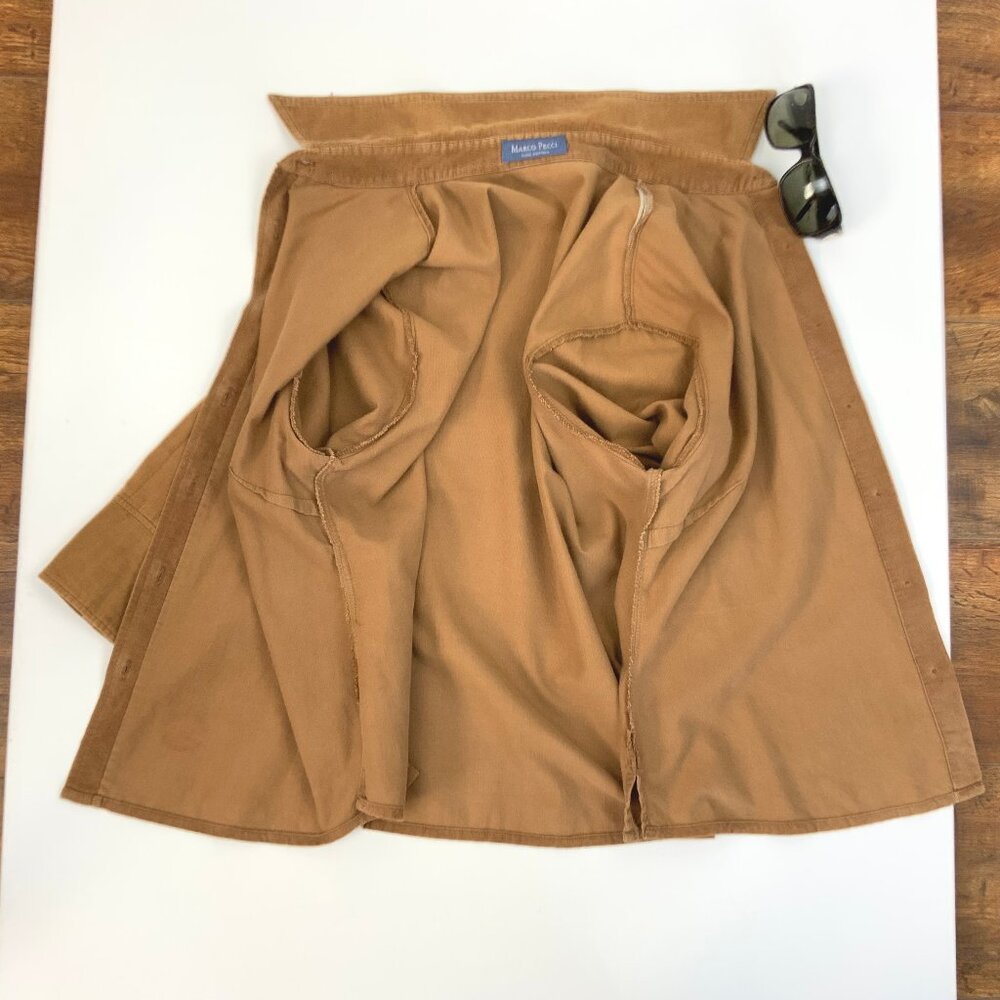 Vintage Marco Pecci Corduroy Cotton Button Up Shirt Caramel Brown Sz M - Picture 12 of 16